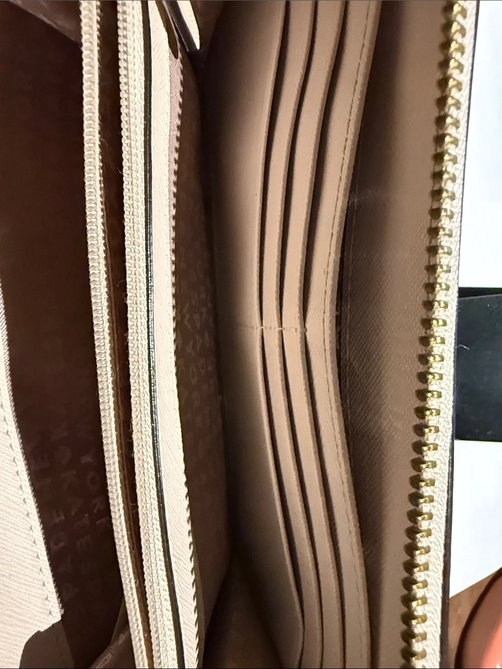 Kate Spade Saffiano Leather Zip-Around Continental Wallet - Beige